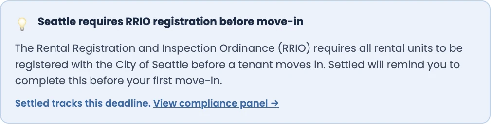 Seattle requires RRIO registration before move-in; Settled tracks the deadline